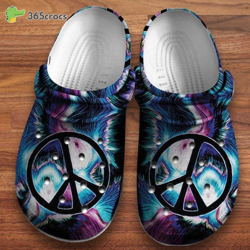 Peace Symbol Tie Dye Dark Colorpeace Sign Hippie Soul Crocs Clog Shoes