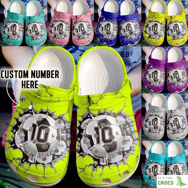 Personalized Crack Wall Soccer Ball Crocs Classic Clogs Shoes