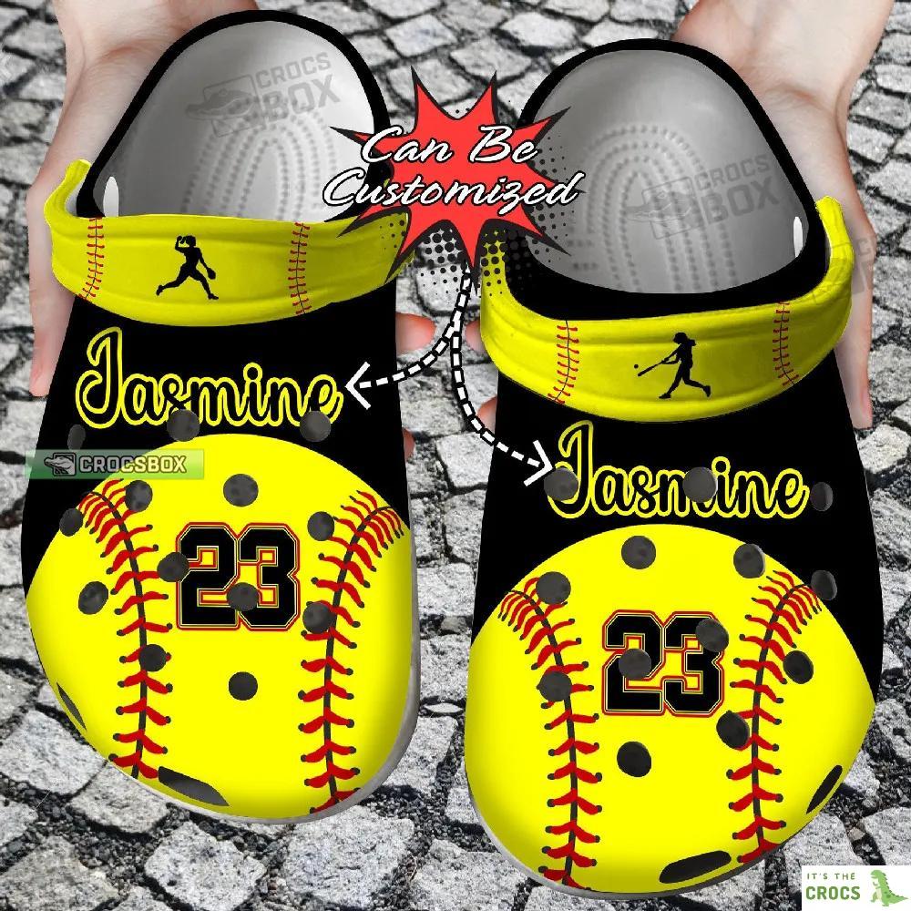 Personalized Name Number Softball Crocs Shoes