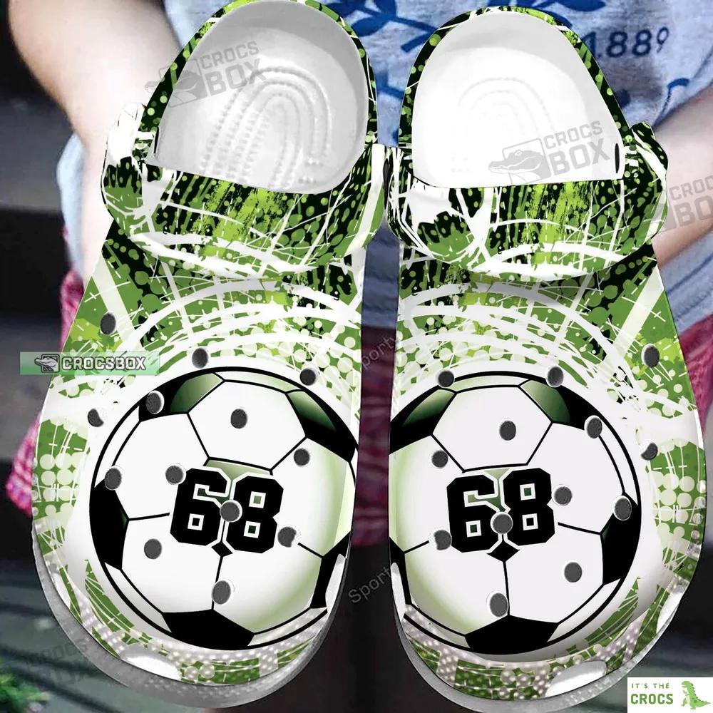 Personalized Number Green Soccer Crocs Shoes Soccer Gift For Boys