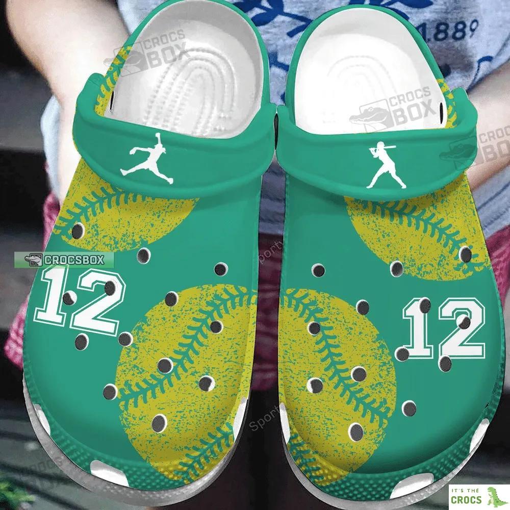 Personalized Number Love Softball Crocs Shoes