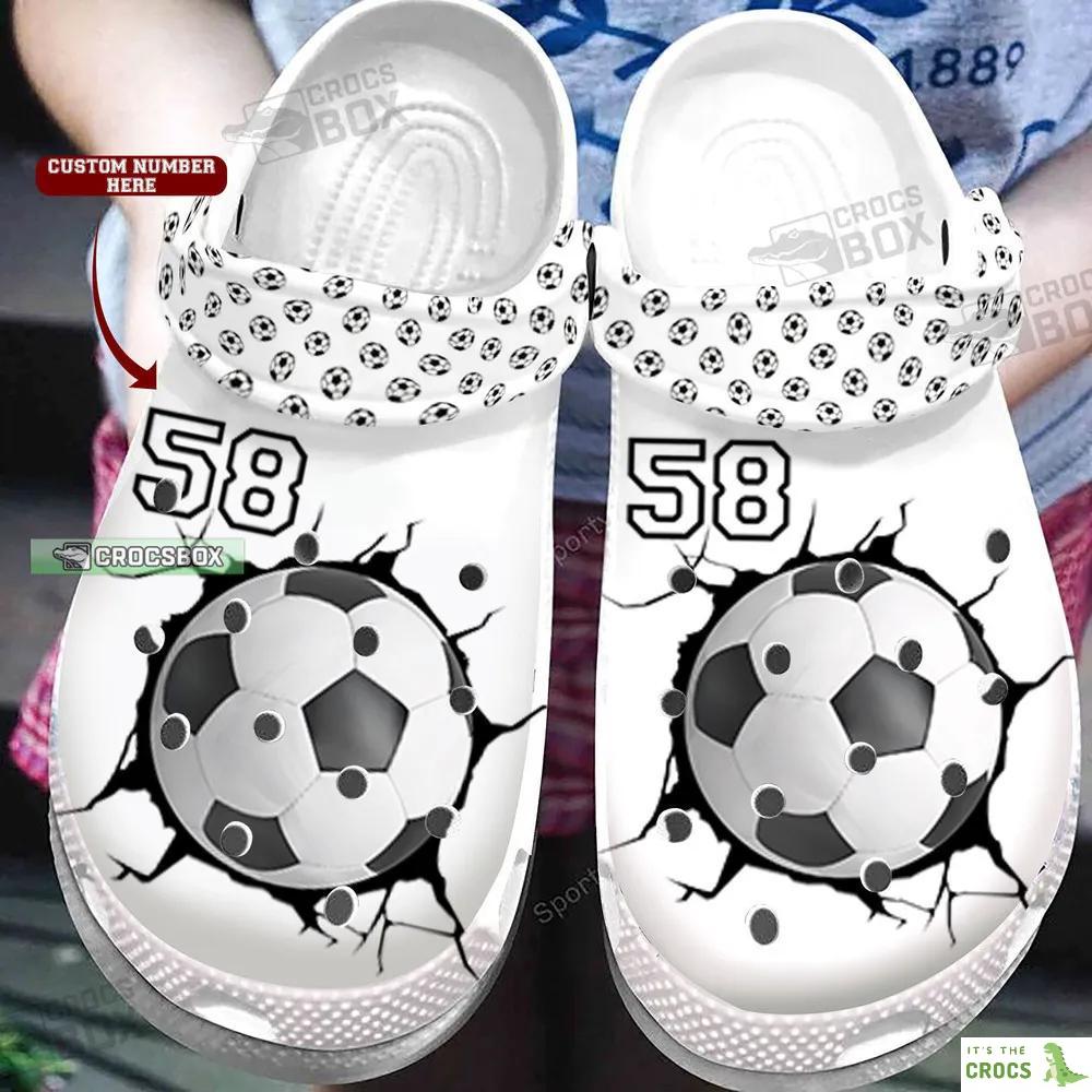 Personalized Number Soccer Ball Break The Wall White Crocs Shoes Soccer Team Gift