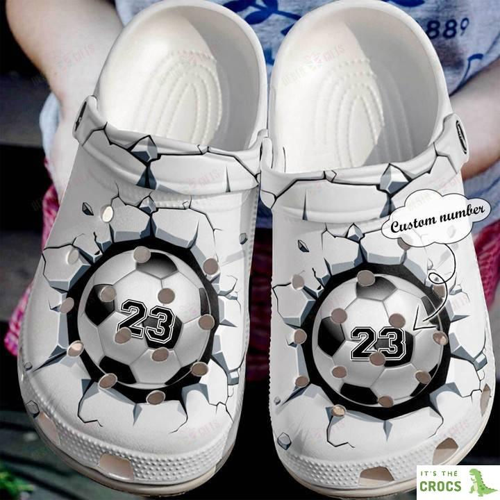 Personalized Soccer Broken Wall Crocs Classic Clogs Shoes