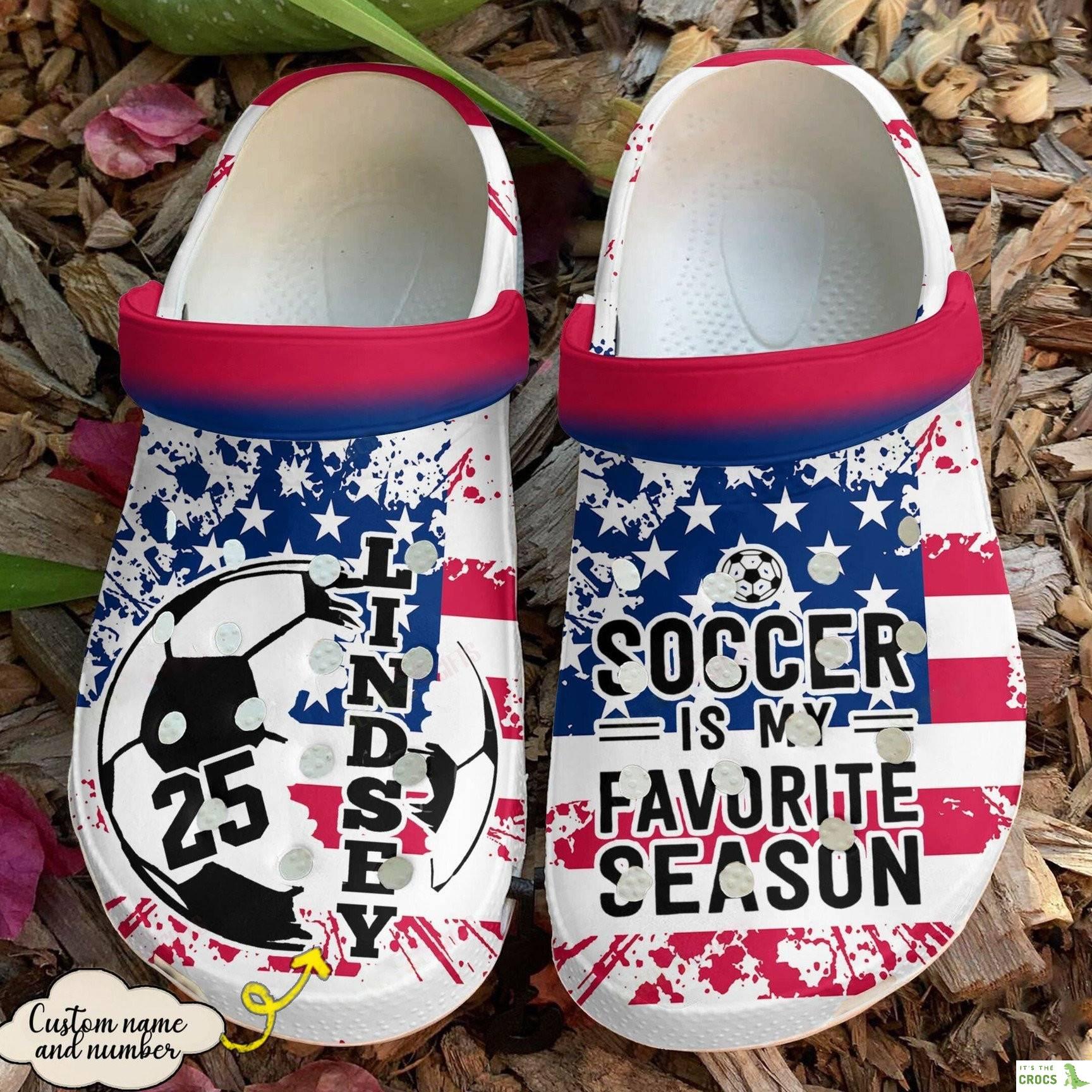 Personalized Soccer Is My Favorite Season Crocs Clog Shoes Soccer Crocs