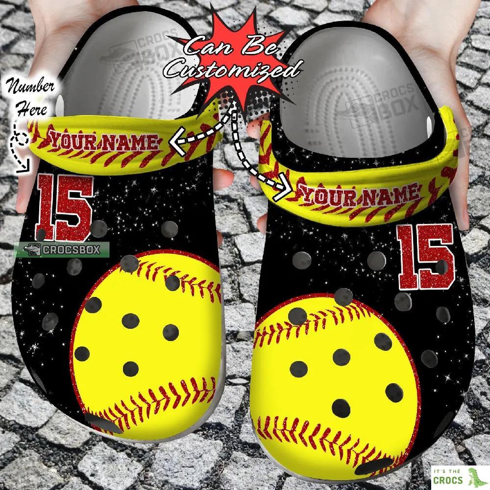 Personalized Softball Glitter Crocs Shoes Softball