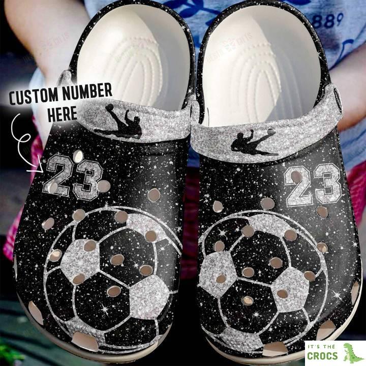 Personalized Sparkle Soccer Ball Crocs Classic Clogs Shoes