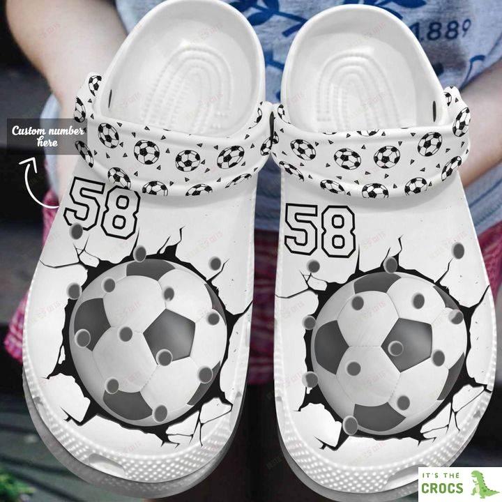 Personalized White Sole Soccer Lover Crocs Classic Clogs Shoes