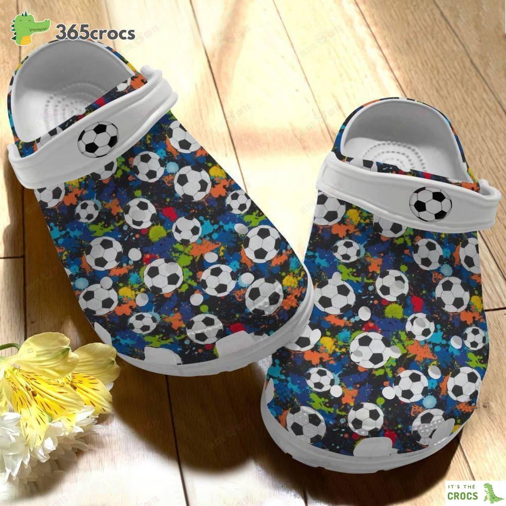 Soccer Classic Whitesole Soccer Pattern Crocs Clog Shoes