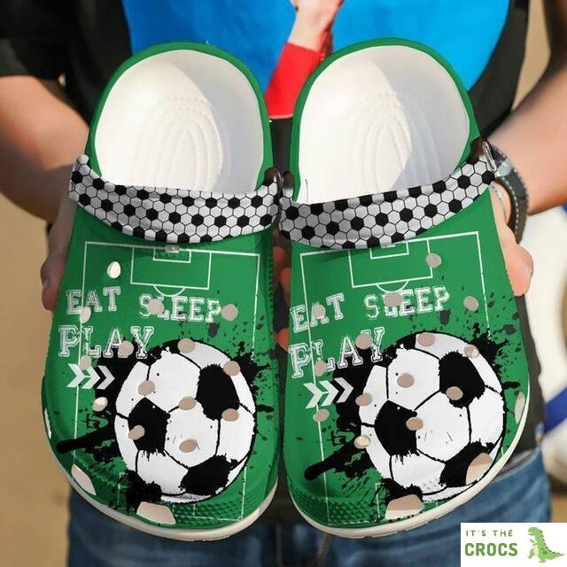 Soccer Eat Sleep Play 102 Gift For Lover Rubber Crocs Clog Shoes Comfy Footwear