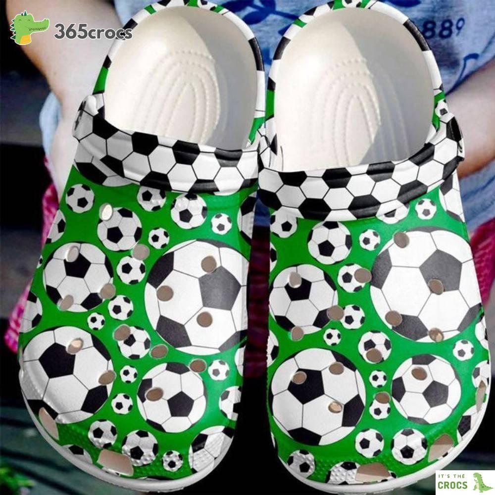 Soccer Flying Ball Green Soccer Lovers Son Father Crocs Clog Shoes