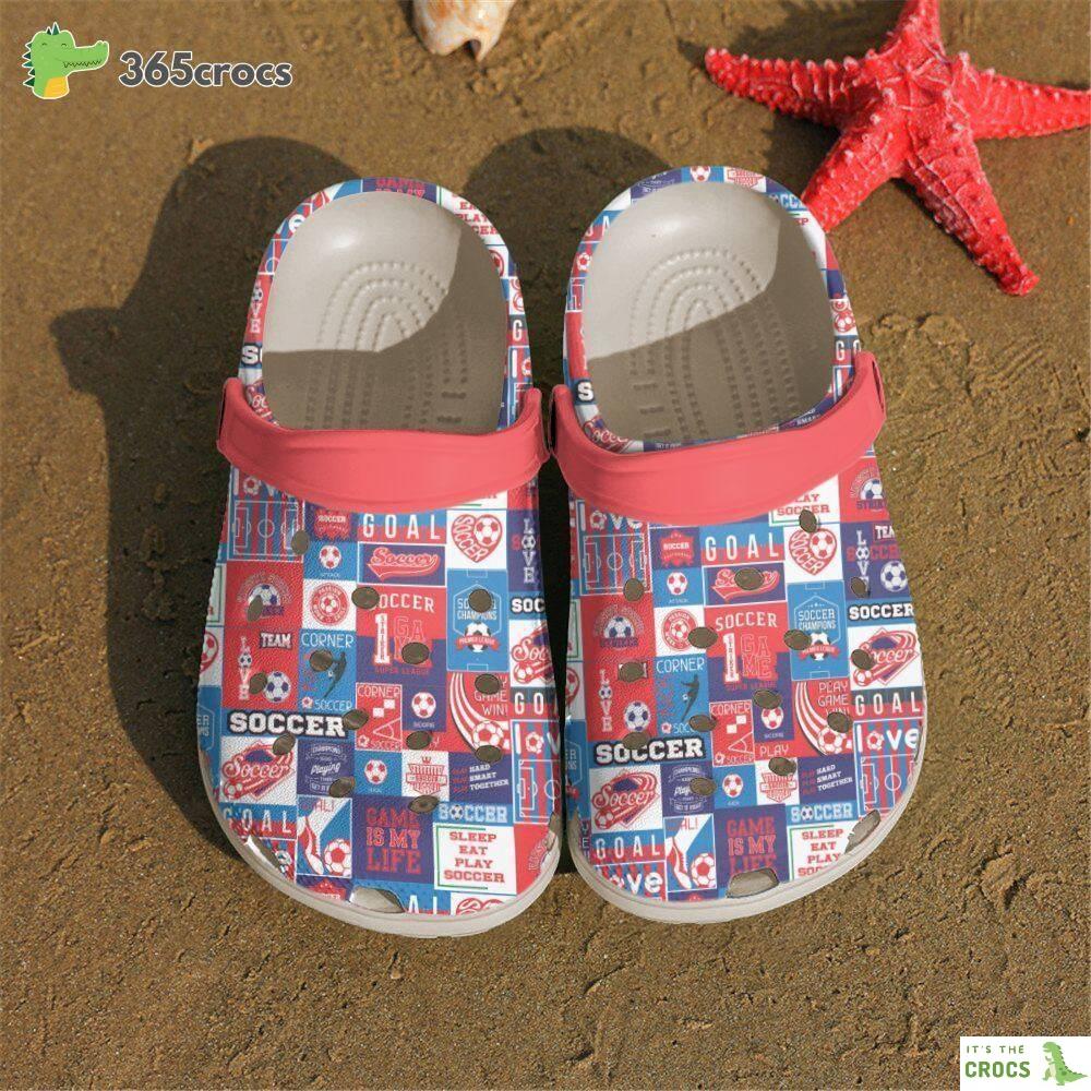 Soccer Personalized Custom Comfortablefashion Style Comfortable For Women Men Kid Print 3D Sleep Eat Play Soccer Crocs Clog Shoes