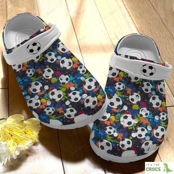 Soccer White Sole Soccer Pattern Crocs Classic Clogs Shoes