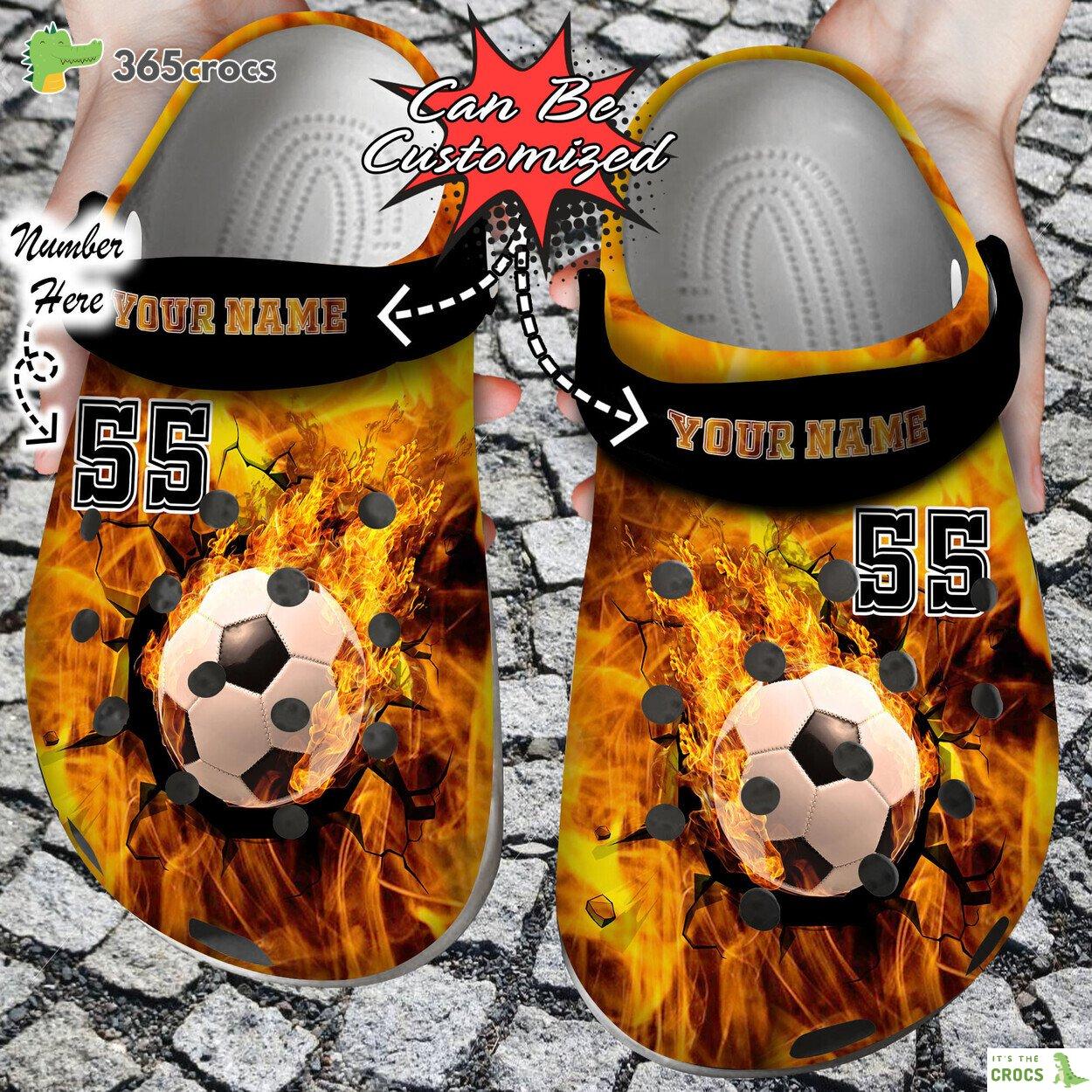 Sport Personalized Fire Soccer Crack Ball Overlays Clog Shoes