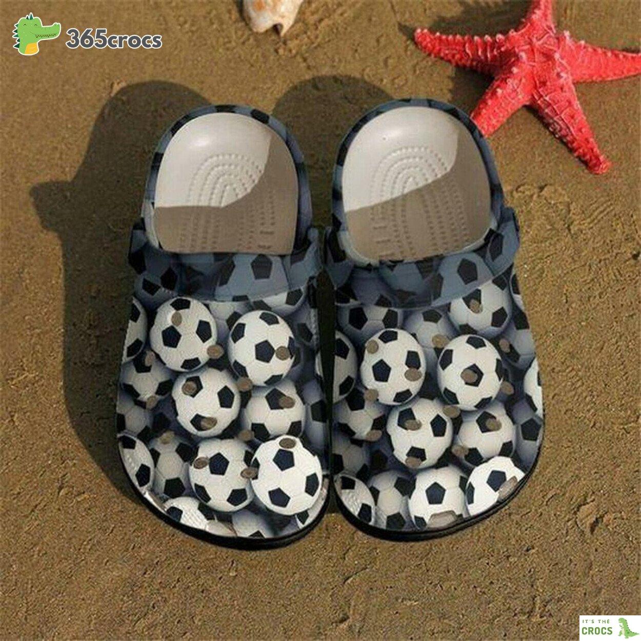 Vintage Soccer Ball Design Celebrated on Stylish and Sporty Clogs Shoes