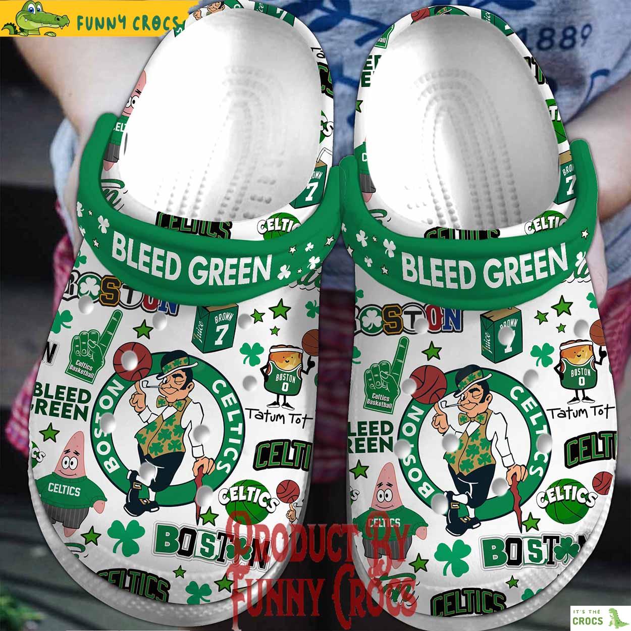 Boston Celtics Bleed Green Basketball White Crocs Clog Crocband