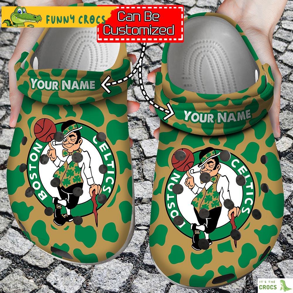 Personalized Basketball Boston Celtics Cow Animal Print Crocs